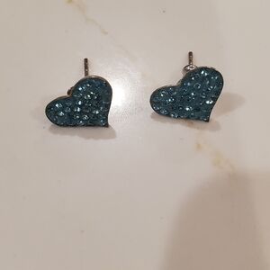 Heart-Shaped Blue Crystal Stud Earrings